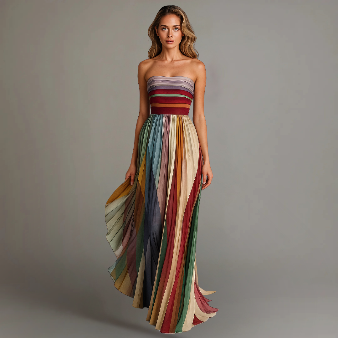 Valerie | Pleated Strapless Maxi Dress