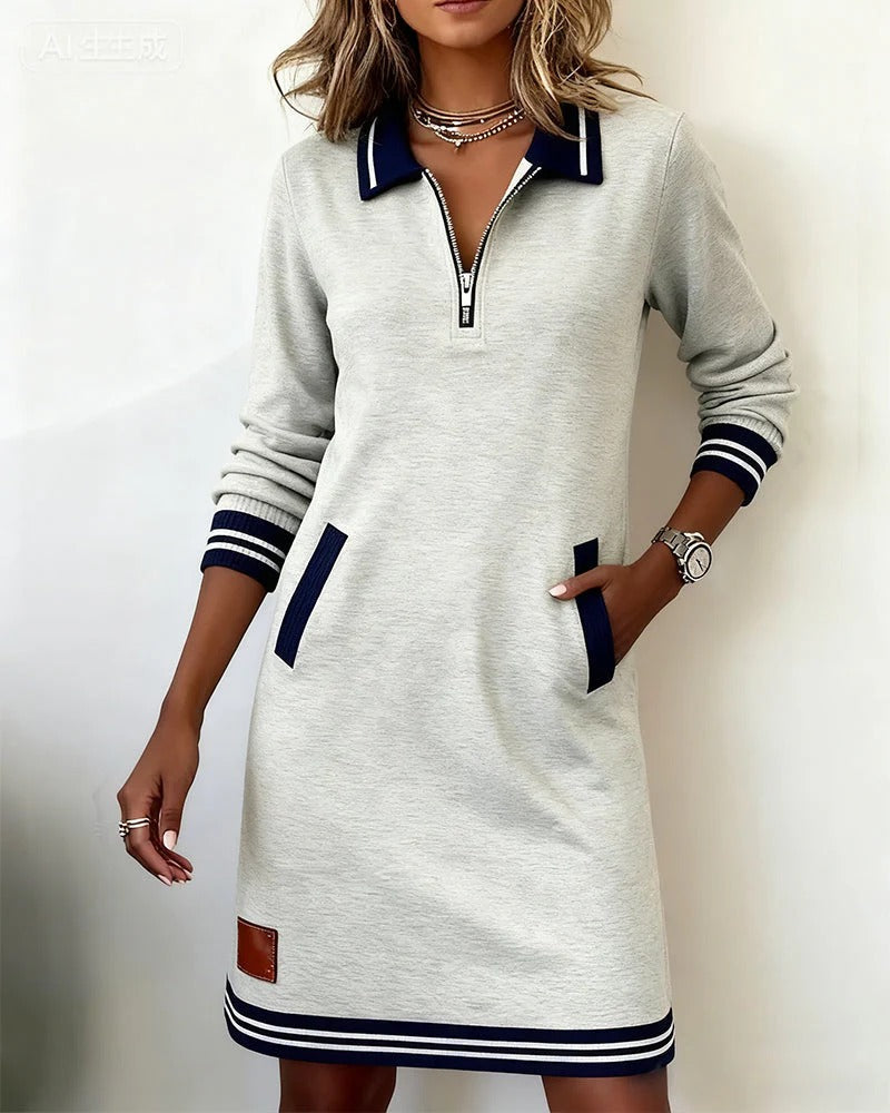 Lorena – Zip Collar Sweatshirt Dress